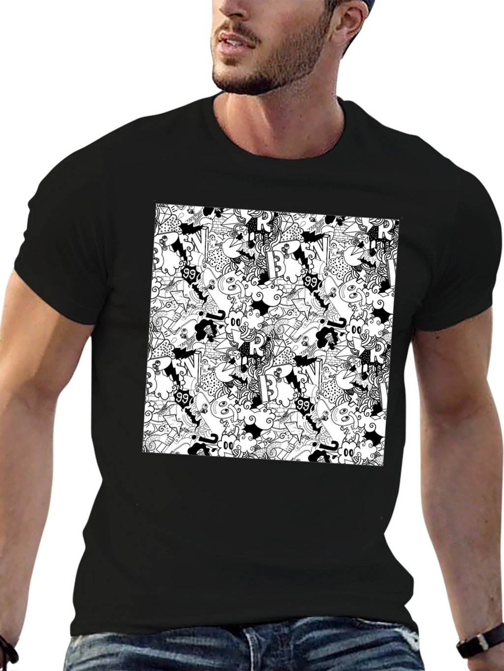 Abstract Black T-Shirt