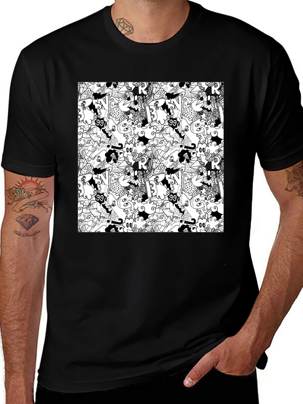 Abstract Black T-Shirt