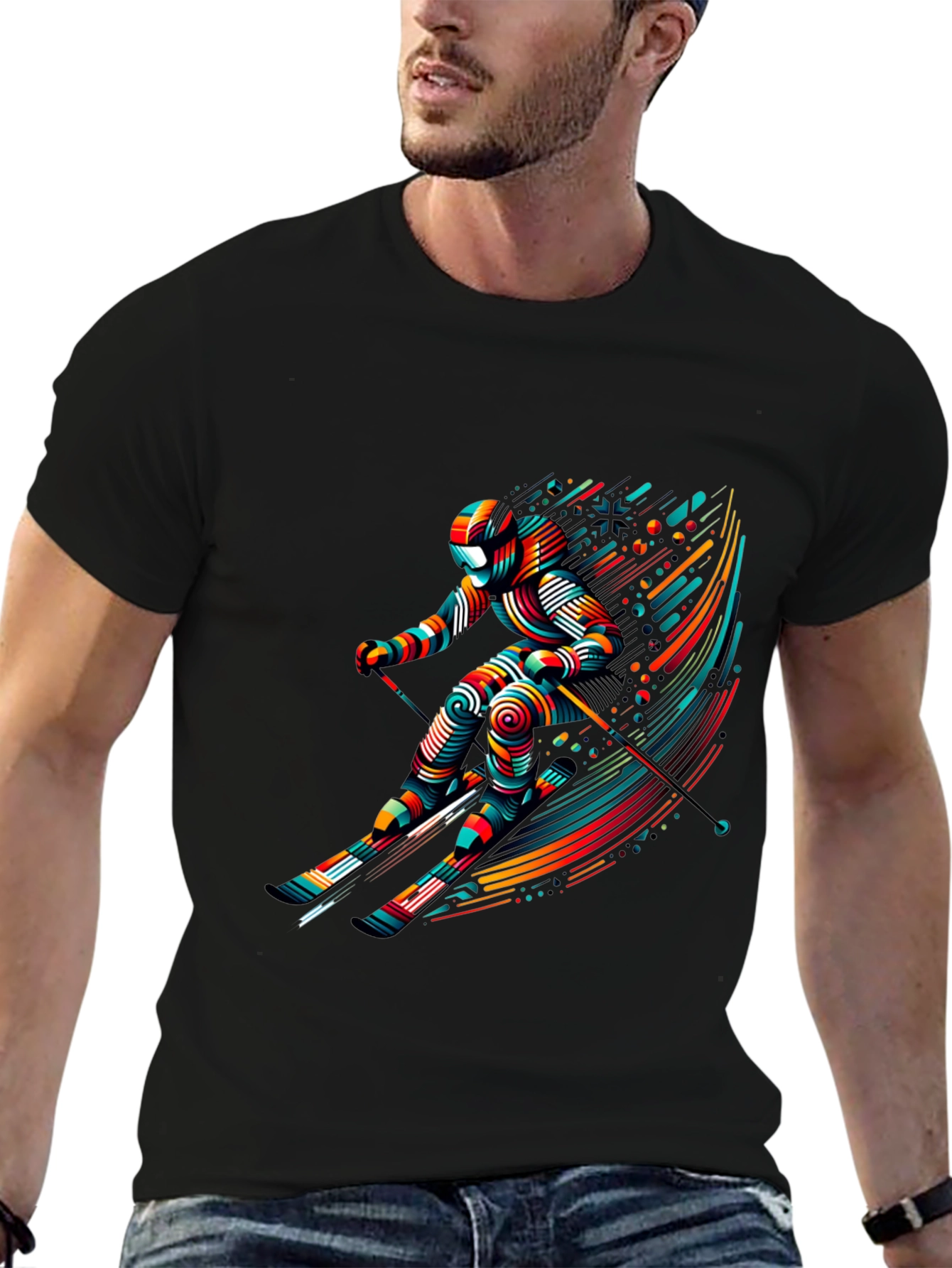 Abstract Skier Graphic Tee