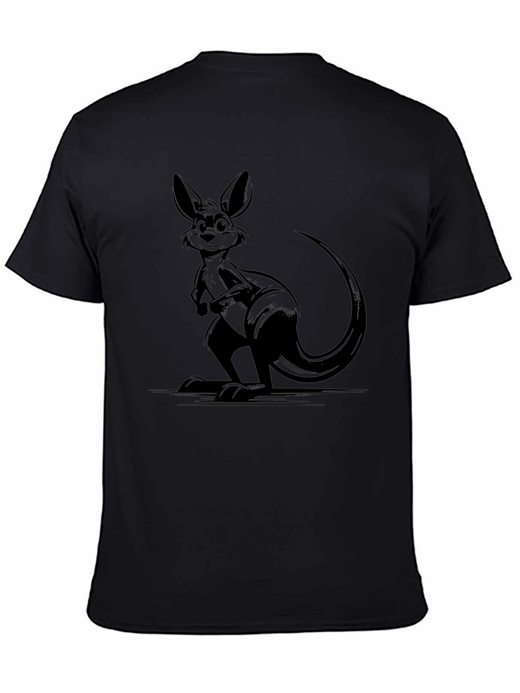 Cool Kangaroo Graphic Tee - Black Cotton Comfort