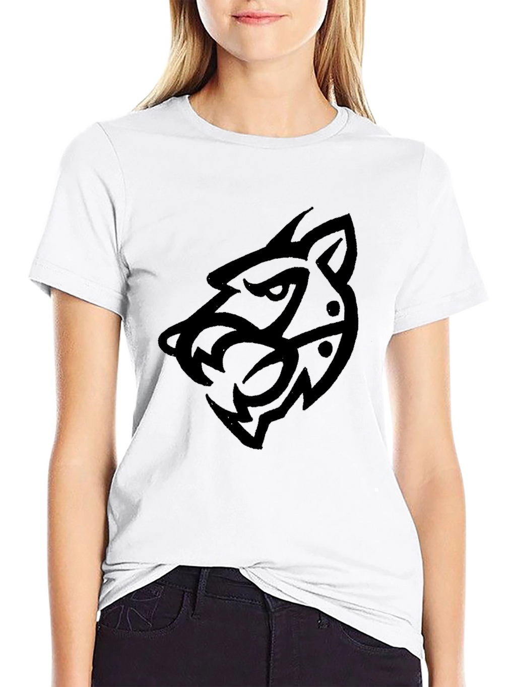 Mens Black Tribal Wolf Graphic Tee