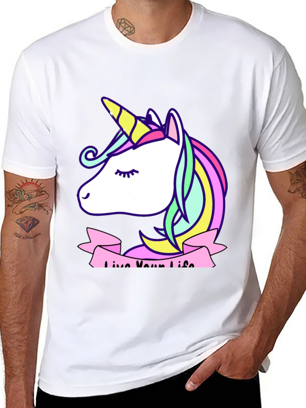 Unicorn Live Your Life Black T-Shirt