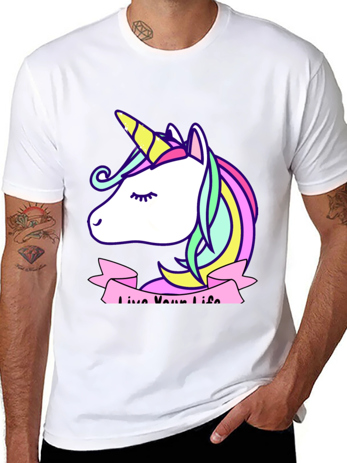 Unicorn Live Your Life Black T-Shirt