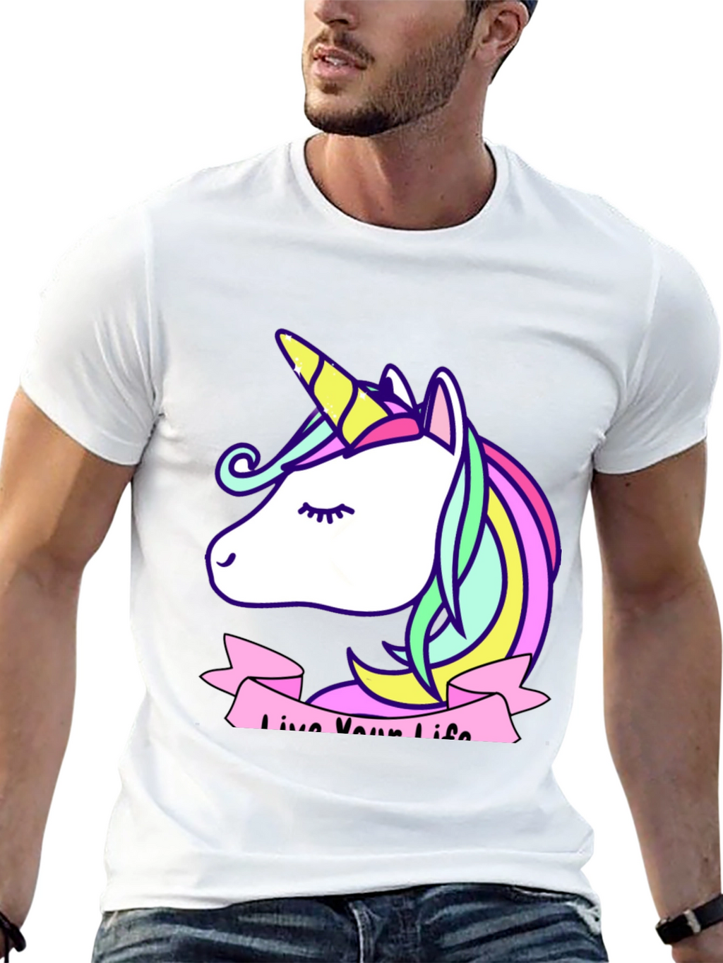 Unicorn Live Your Life Black T-Shirt