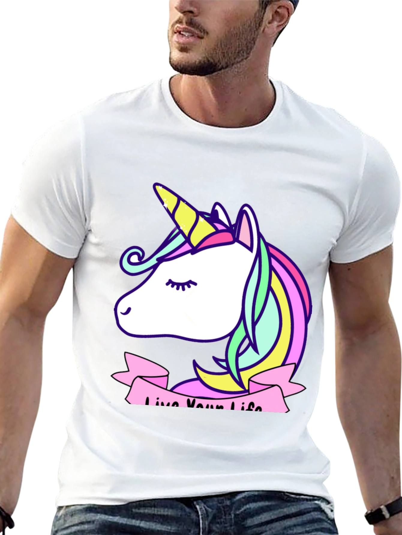Unicorn Live Your Life Black T-Shirt