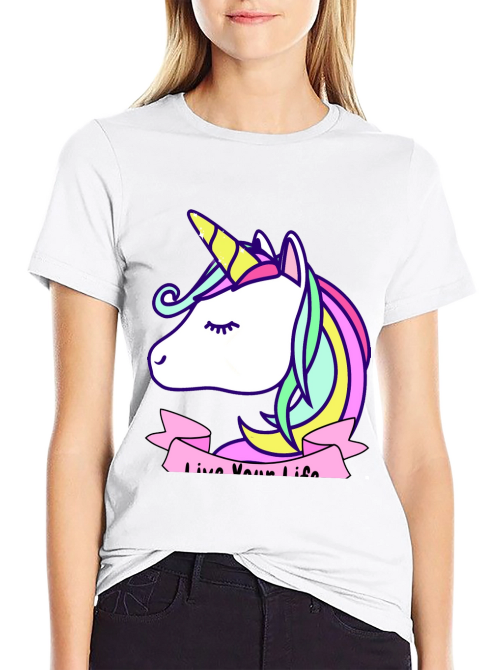 Unicorn Live Your Life Black T-Shirt