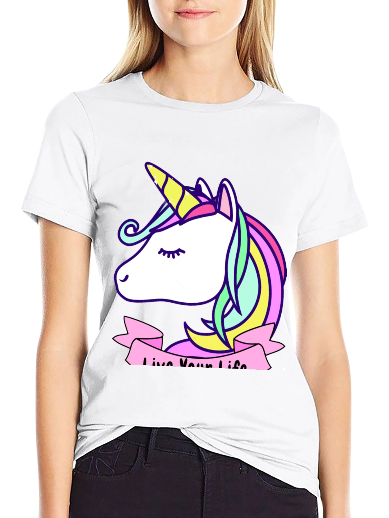 Unicorn Live Your Life Black T-Shirt