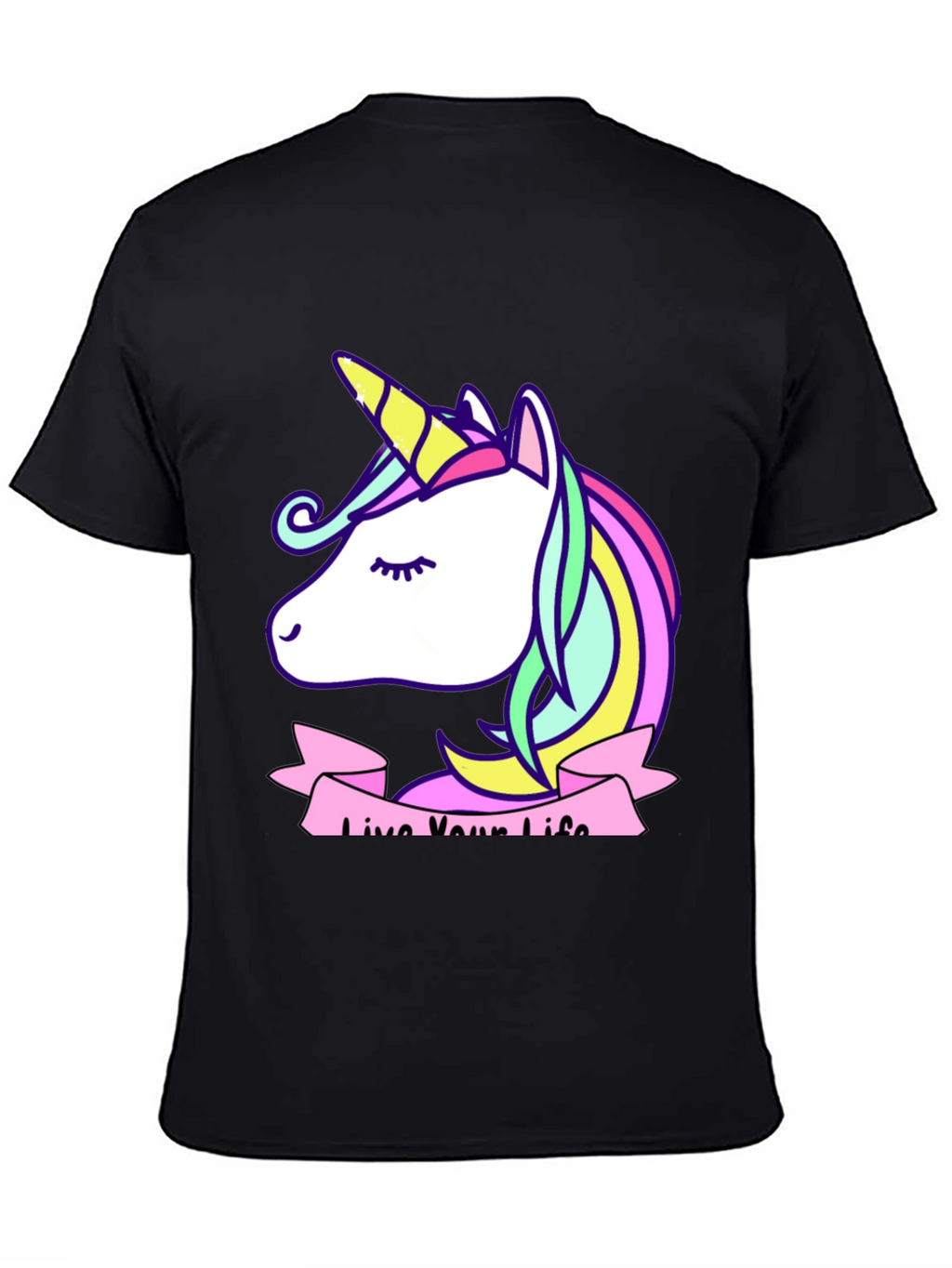 Unicorn Live Your Life Black T-Shirt