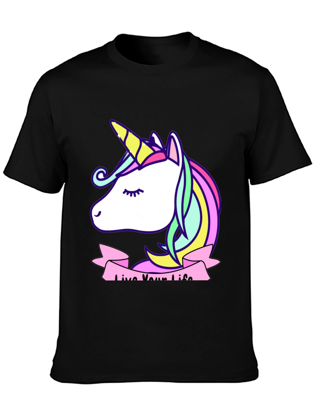 Unicorn Live Your Life Black T-Shirt