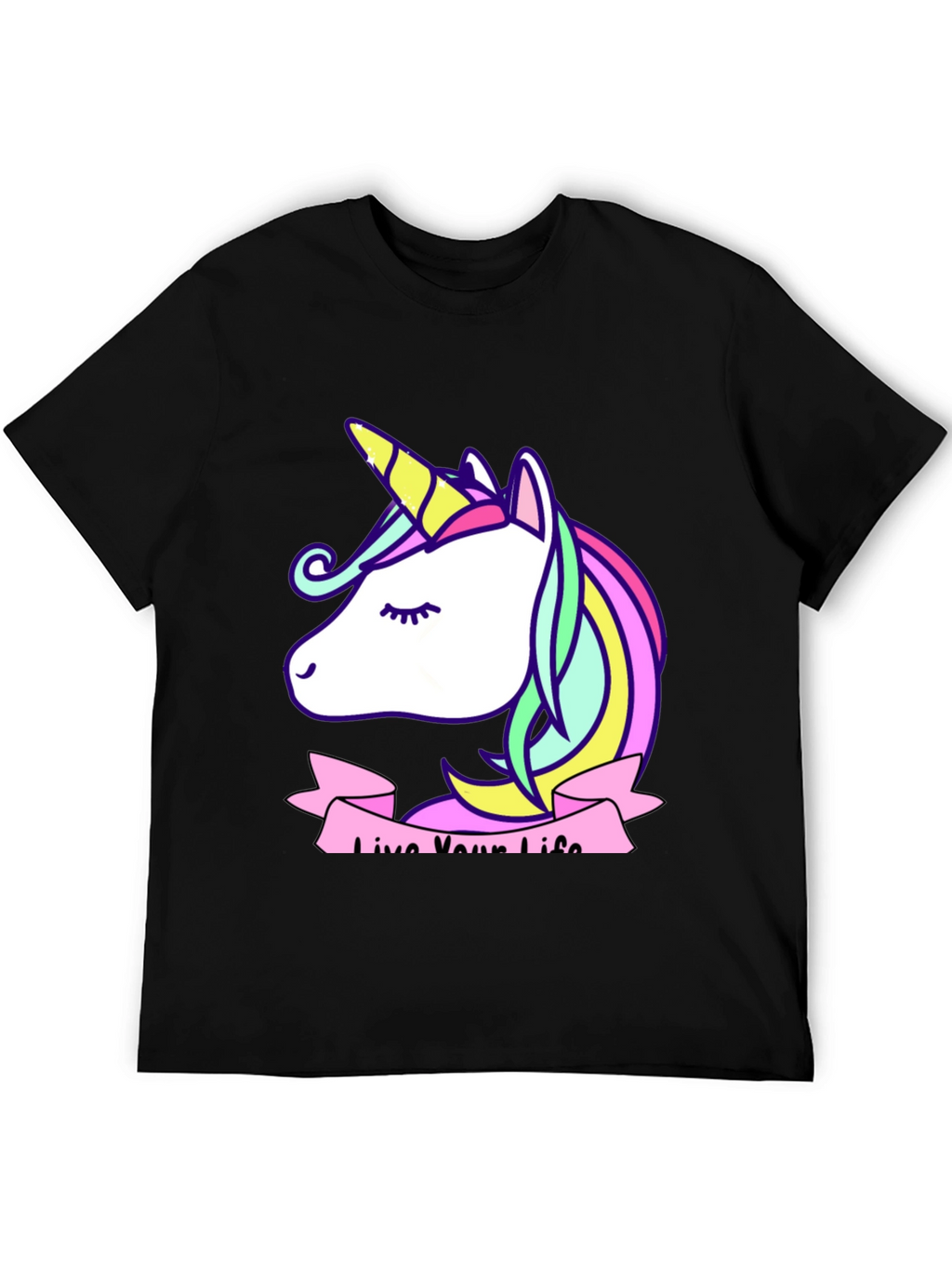 Unicorn Live Your Life Black T-Shirt