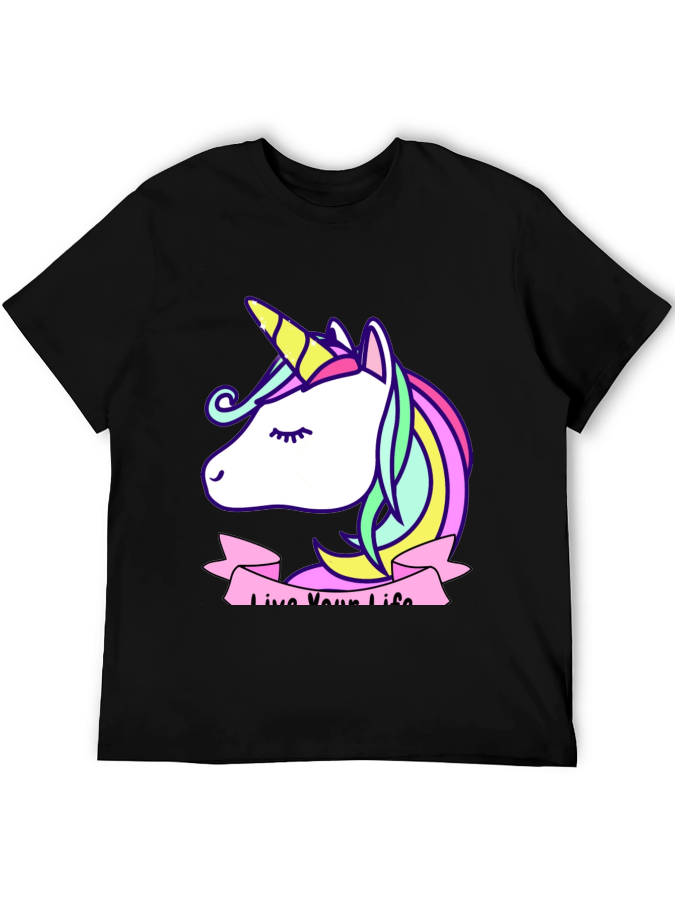 Unicorn Live Your Life Black T-Shirt