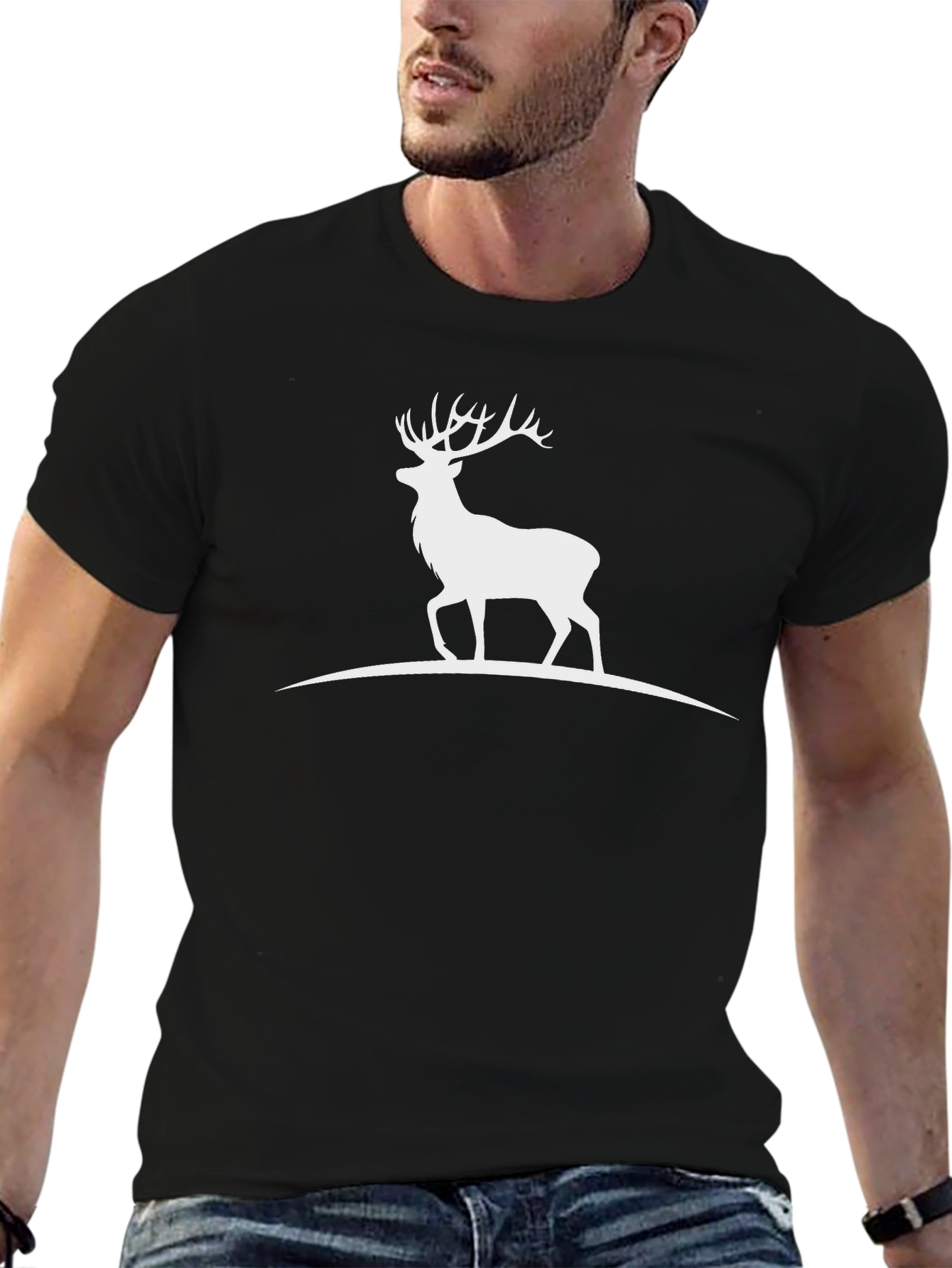Black Deer Silhouette Graphic Tee