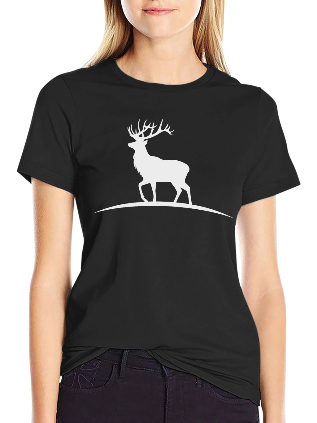 Black Deer Silhouette Graphic Tee