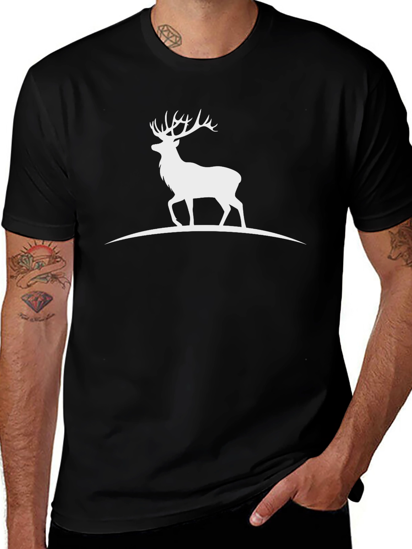 Black Deer Silhouette Graphic Tee