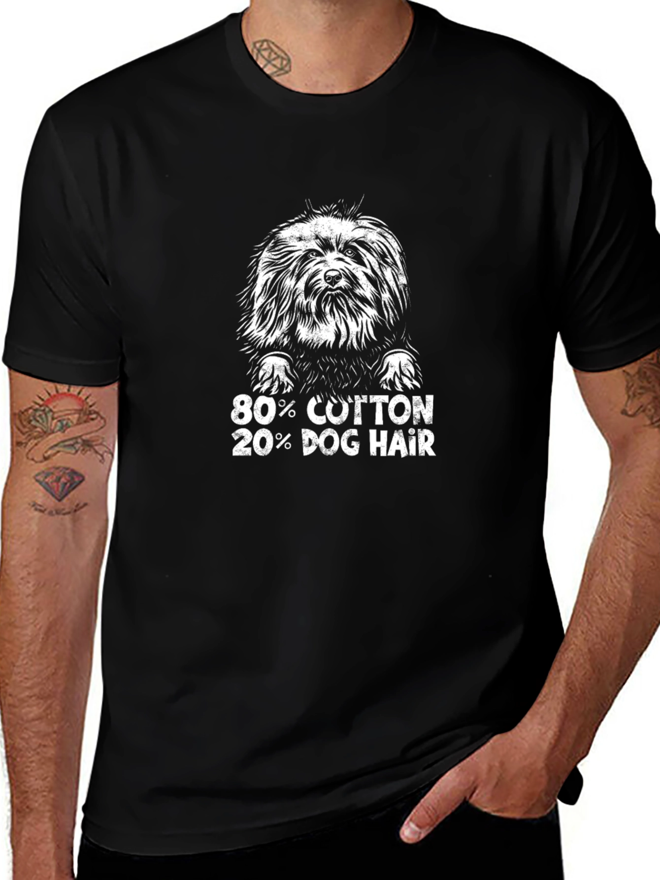 80% Cotton 20% Dog Hair Black T-Shirt