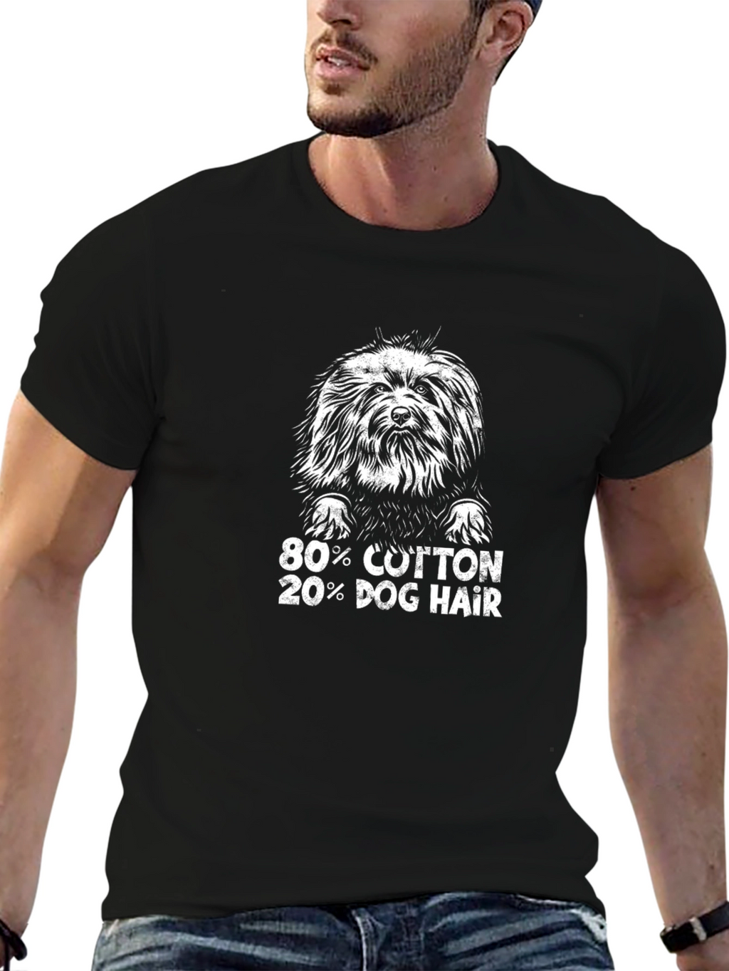80% Cotton 20% Dog Hair Black T-Shirt