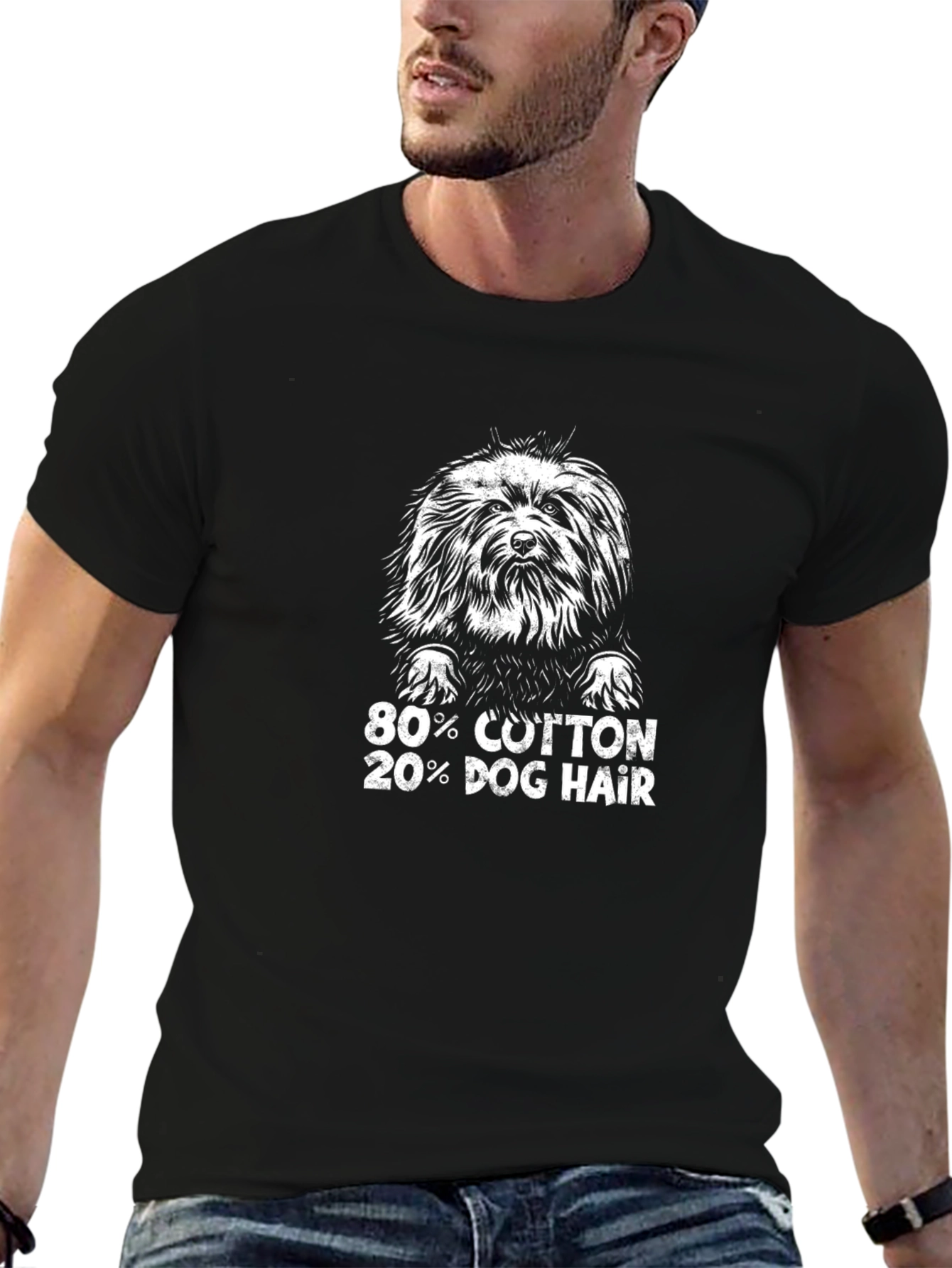 80% Cotton 20% Dog Hair Black T-Shirt