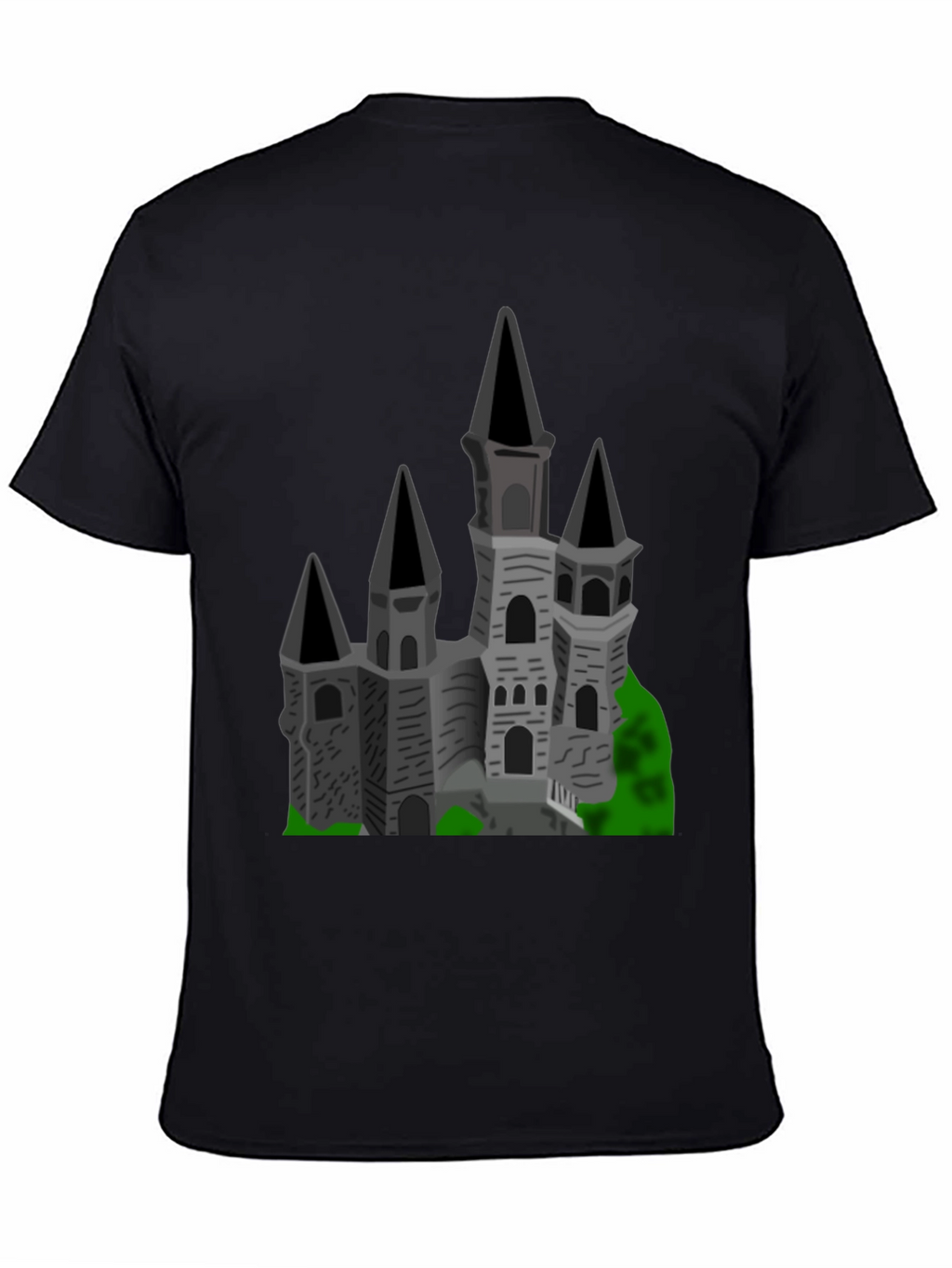 Gothic Castle Graphic Tee - Black Cotton T-Shirt