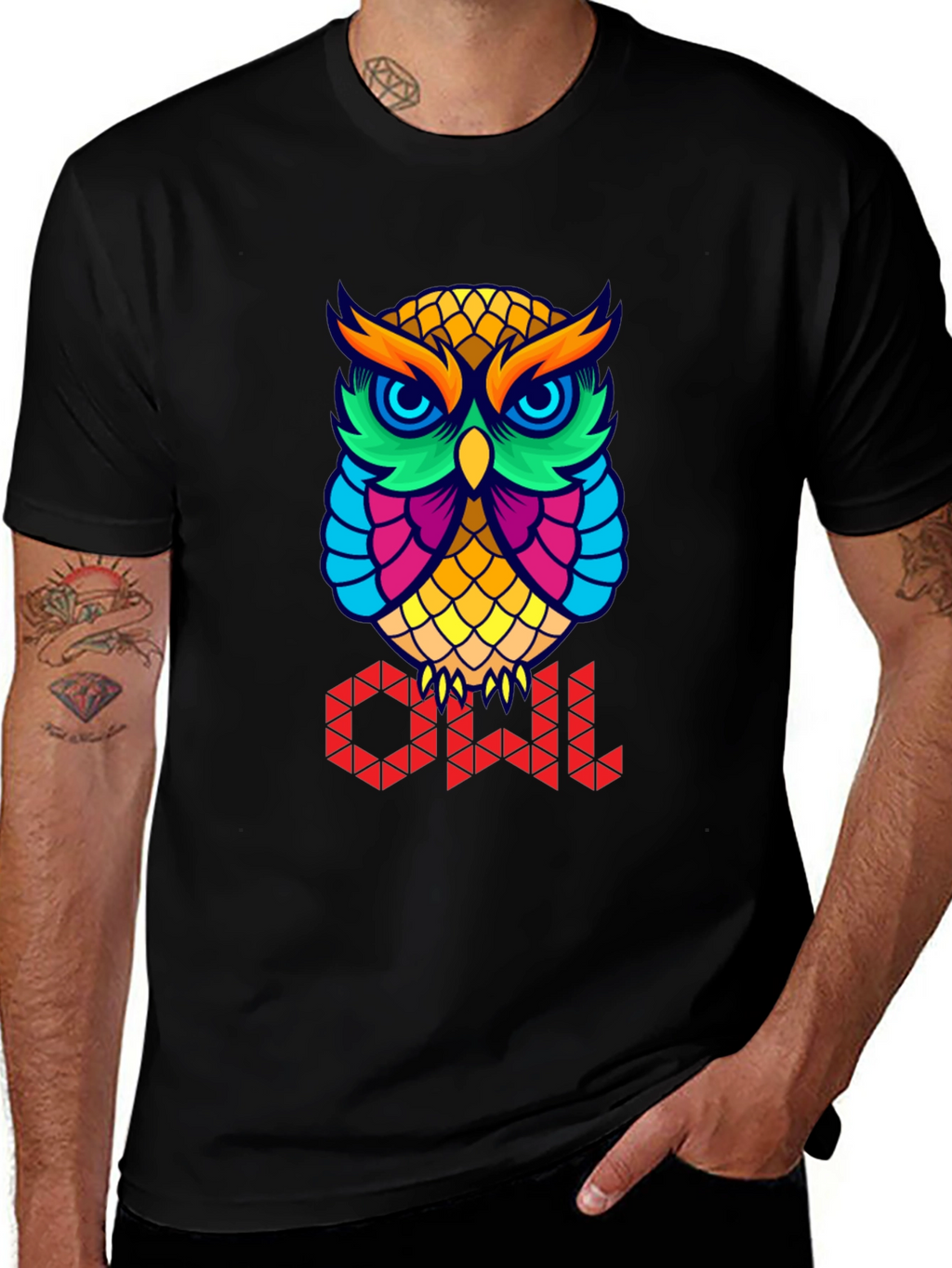 Colorful Owl Graphic T-Shirt