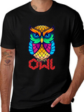 Colorful Owl Graphic T-Shirt