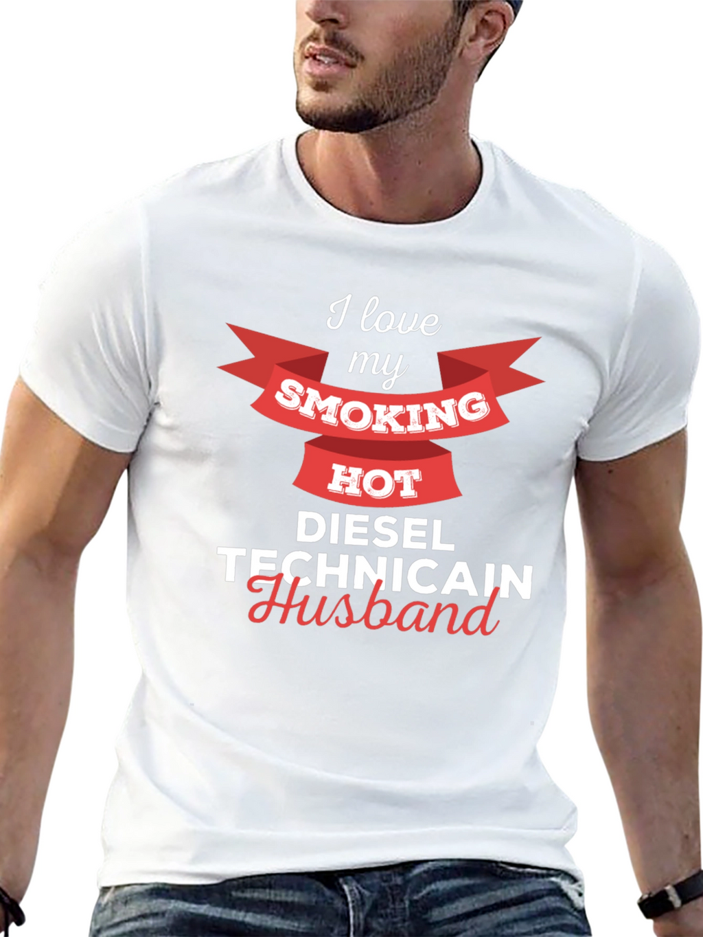 I Love My Smoking Hot Diesel Technician Husband T-Shirt