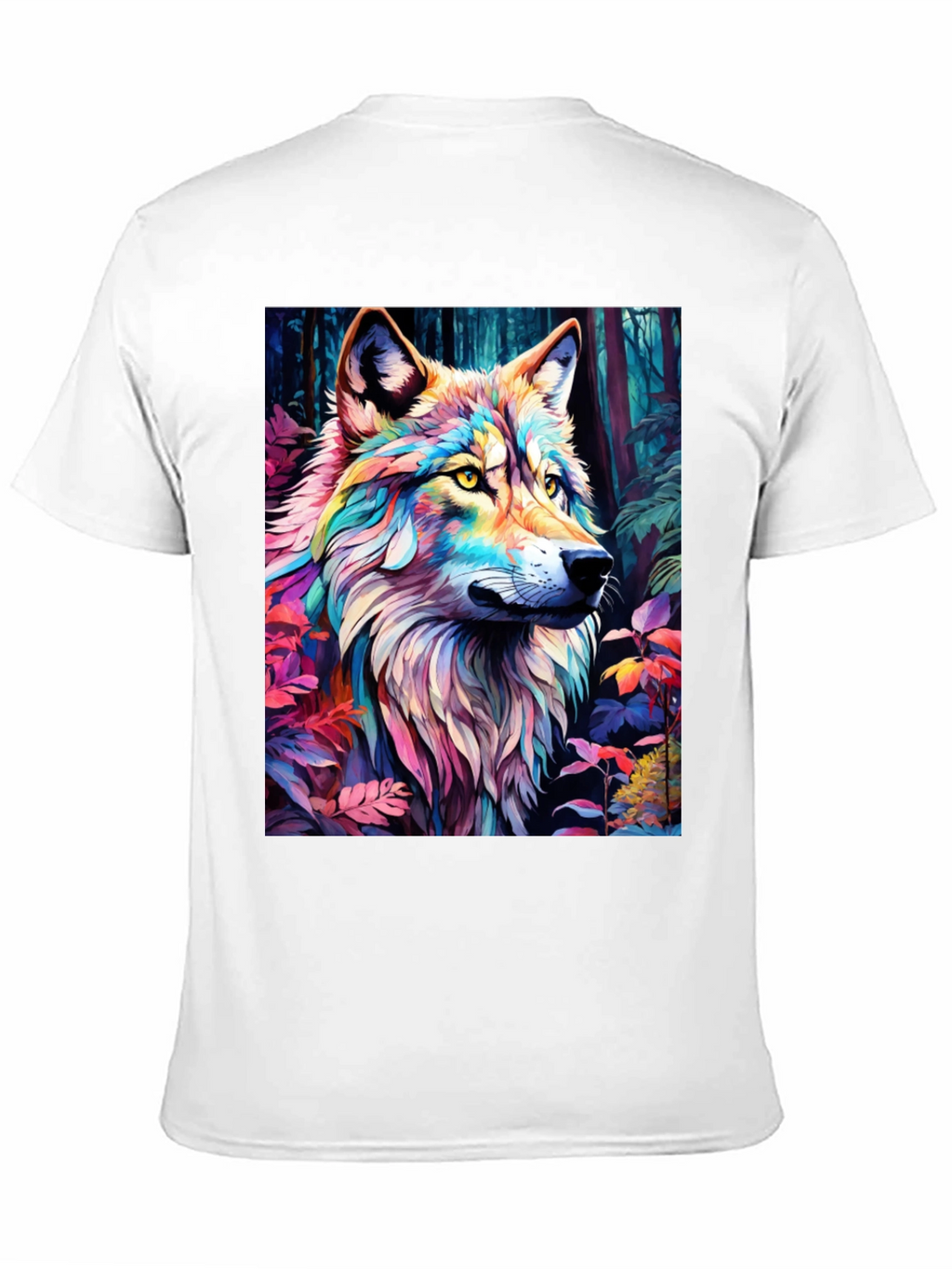 Rainbow Wolf Graphic Tee - Stylish Mens Black T-Shirt