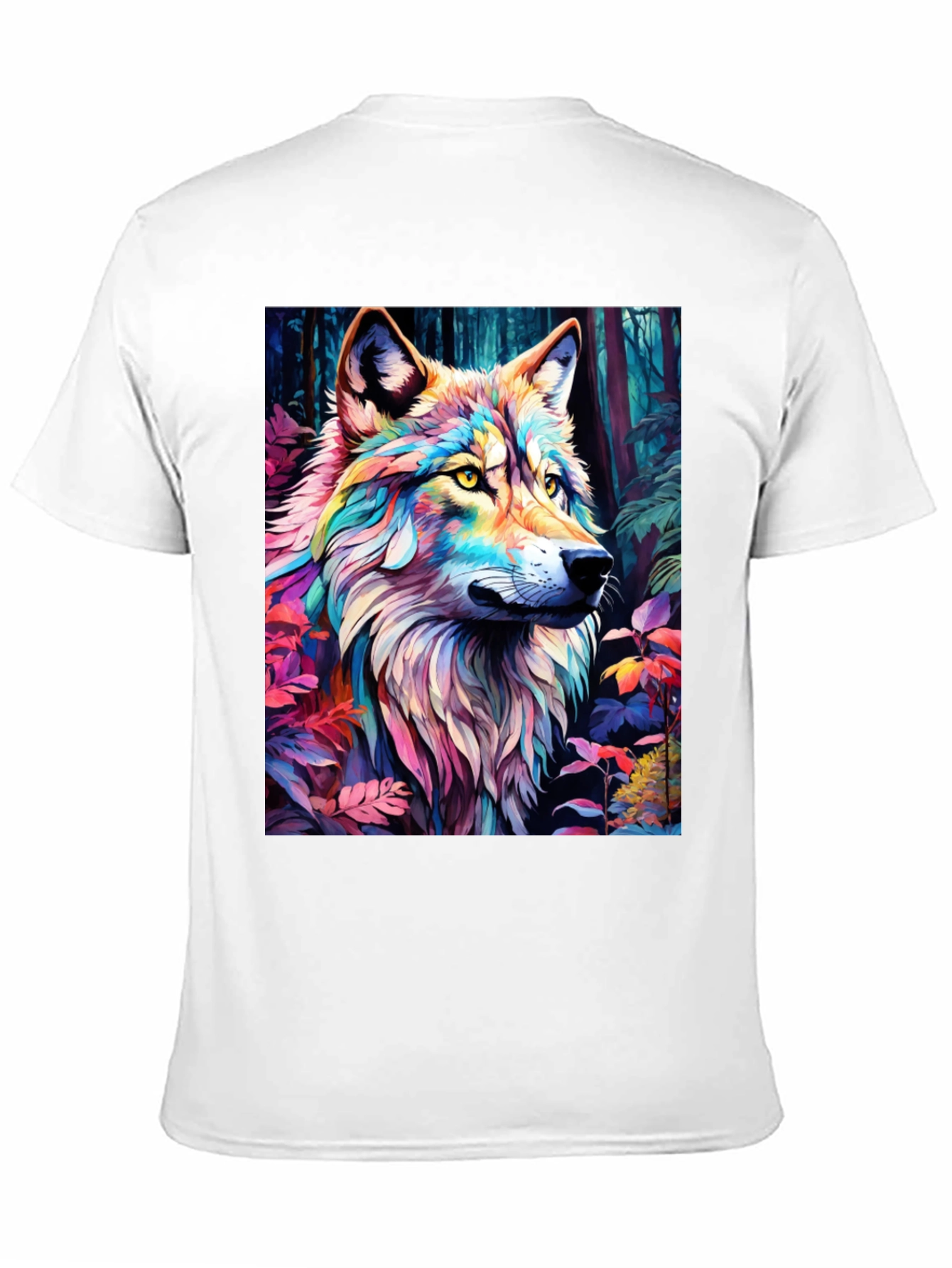Rainbow Wolf Graphic Tee - Stylish Mens Black T-Shirt