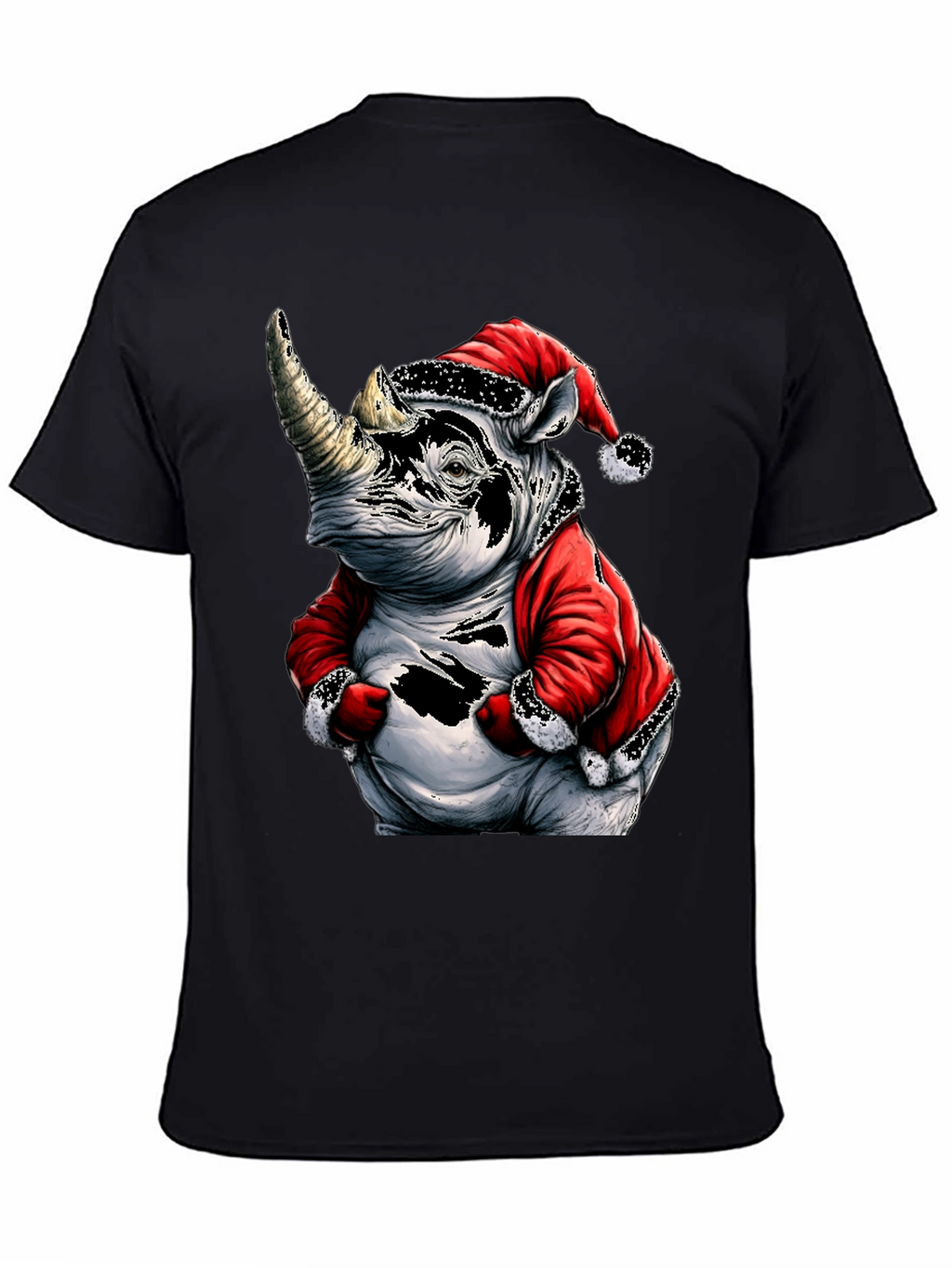 Santa Rhino T-Shirt - Holiday Animal Tee
