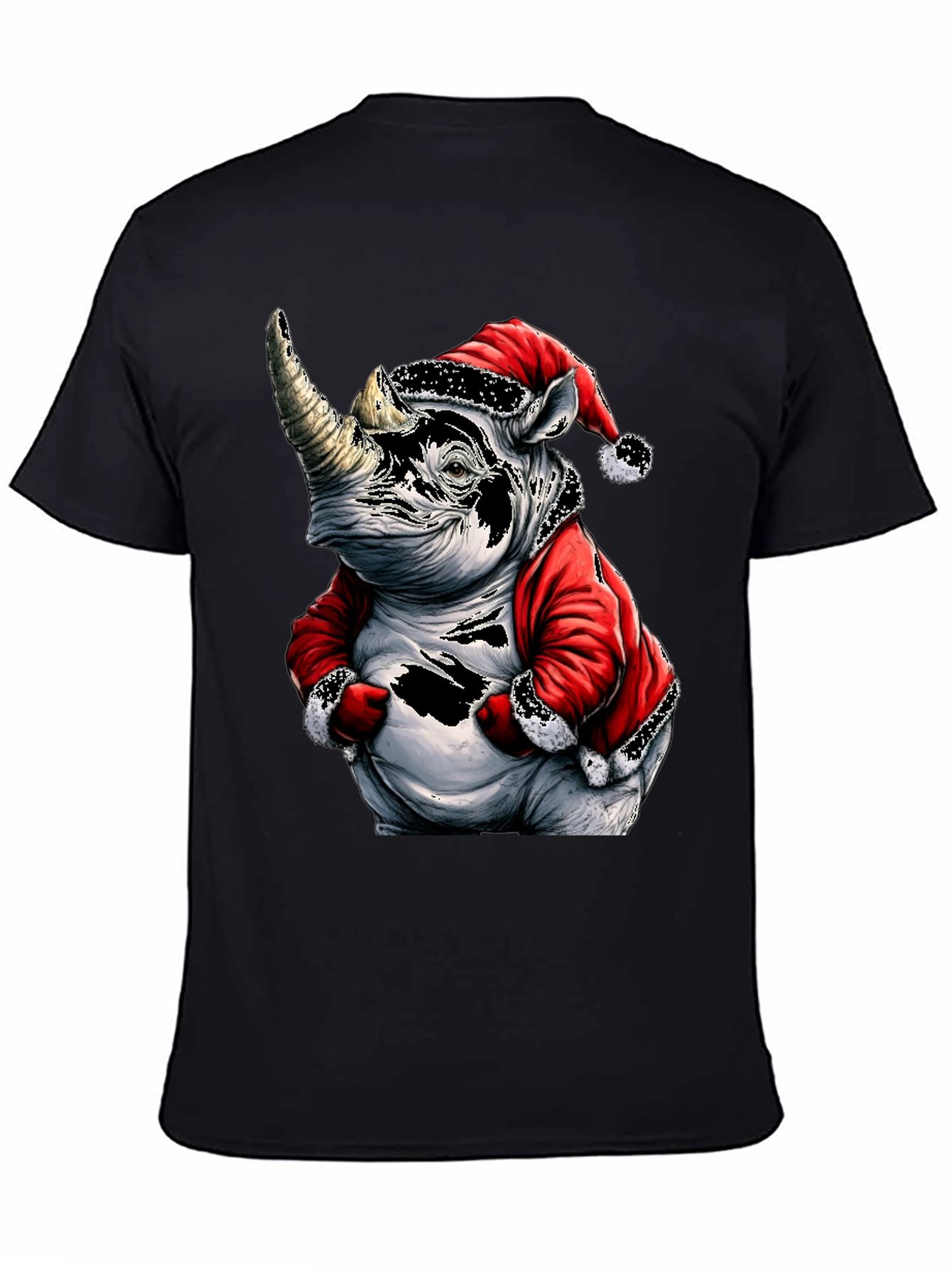Santa Rhino T-Shirt - Holiday Animal Tee