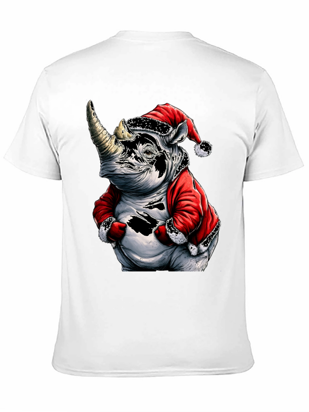 Santa Rhino T-Shirt - Holiday Animal Tee