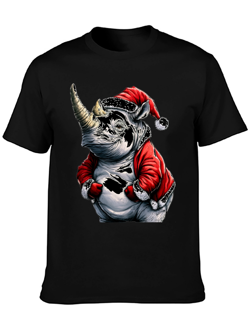 Santa Rhino T-Shirt - Holiday Animal Tee
