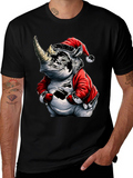 Santa Rhino T-Shirt - Holiday Animal Tee