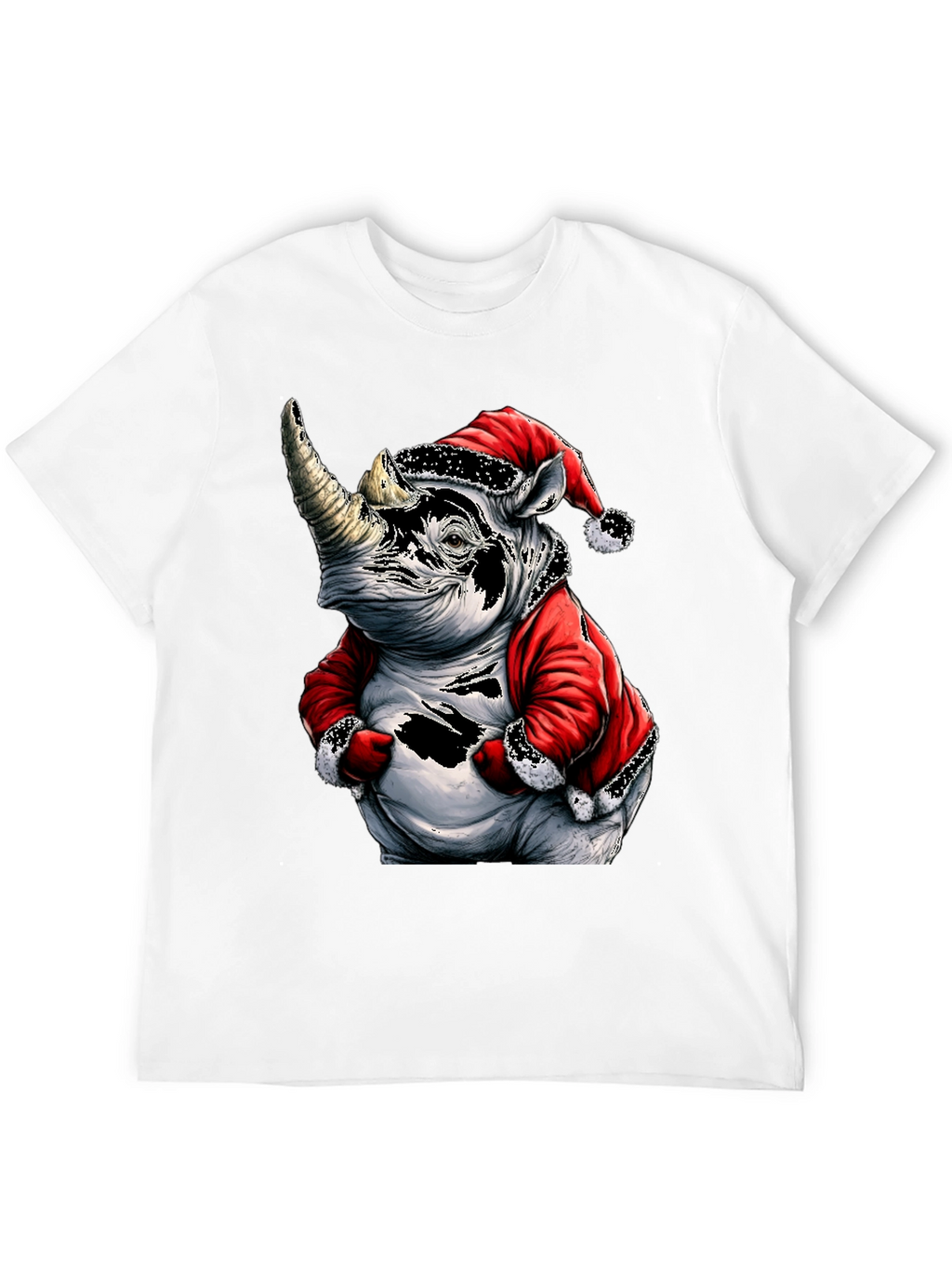 Santa Rhino T-Shirt - Holiday Animal Tee