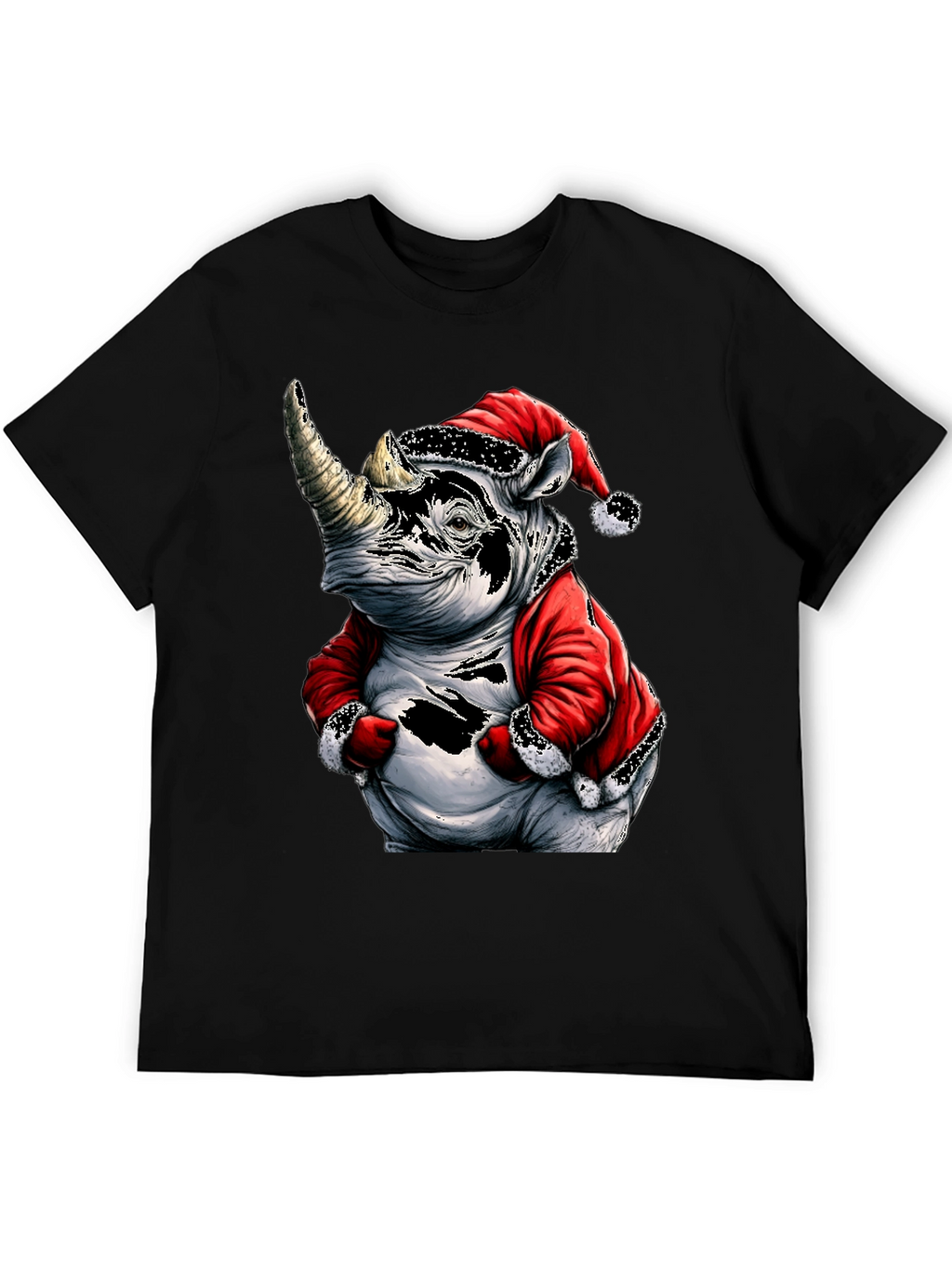 Santa Rhino T-Shirt - Holiday Animal Tee