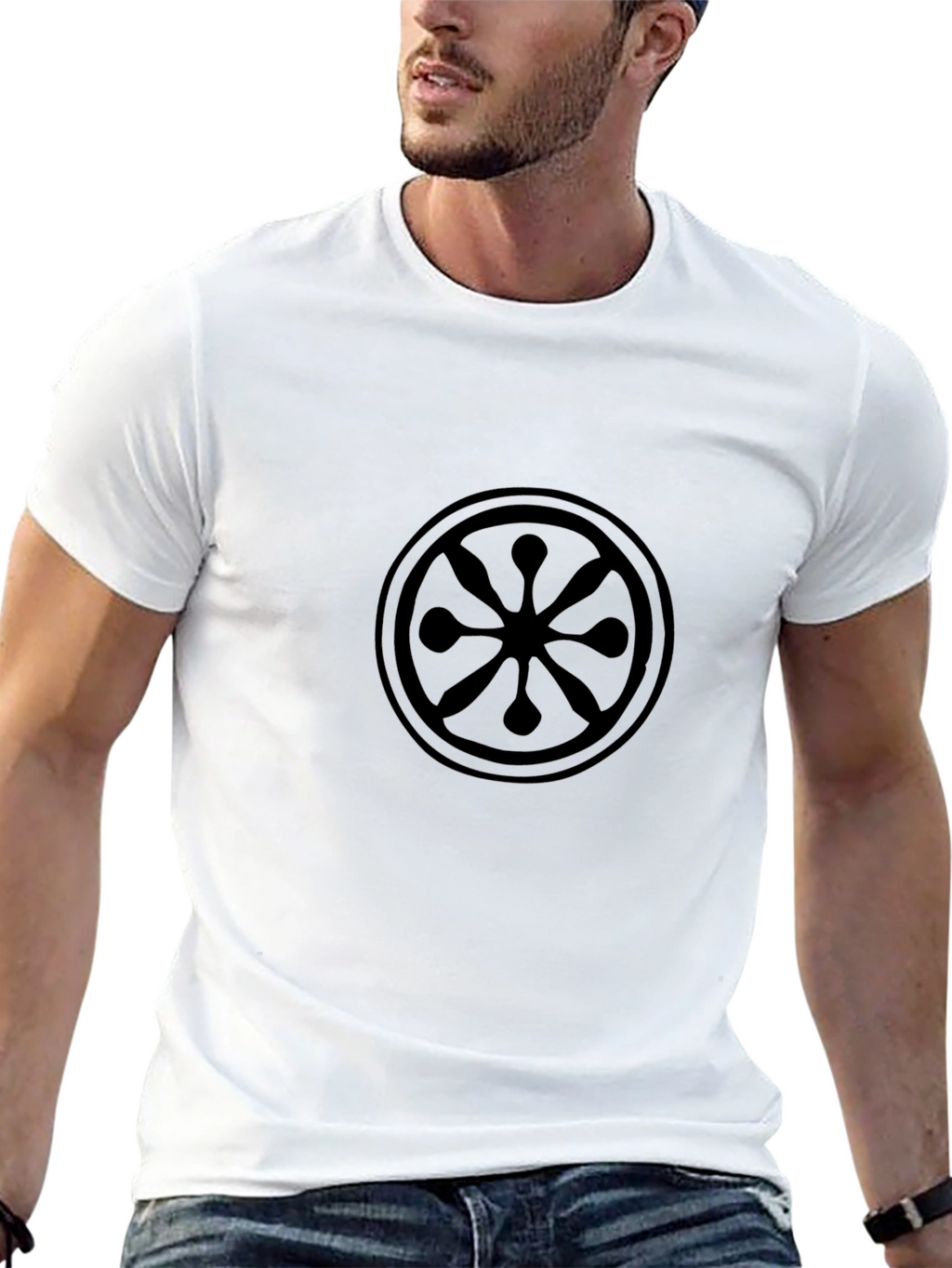 Mens Black Graphic Tee - Circle Design
