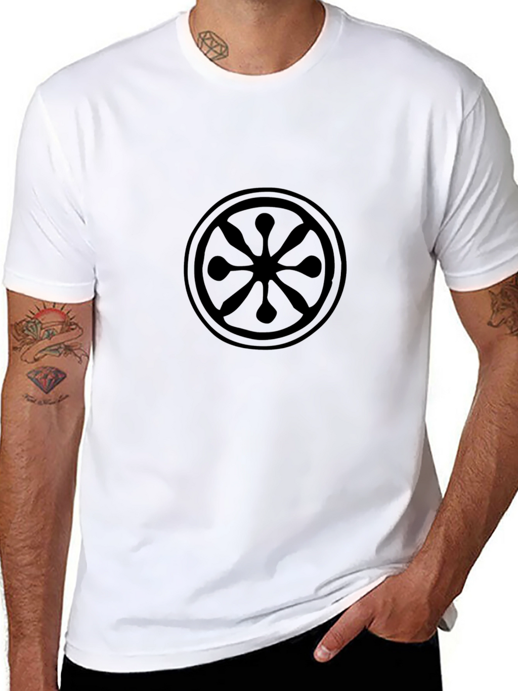 Mens Black Graphic Tee - Circle Design