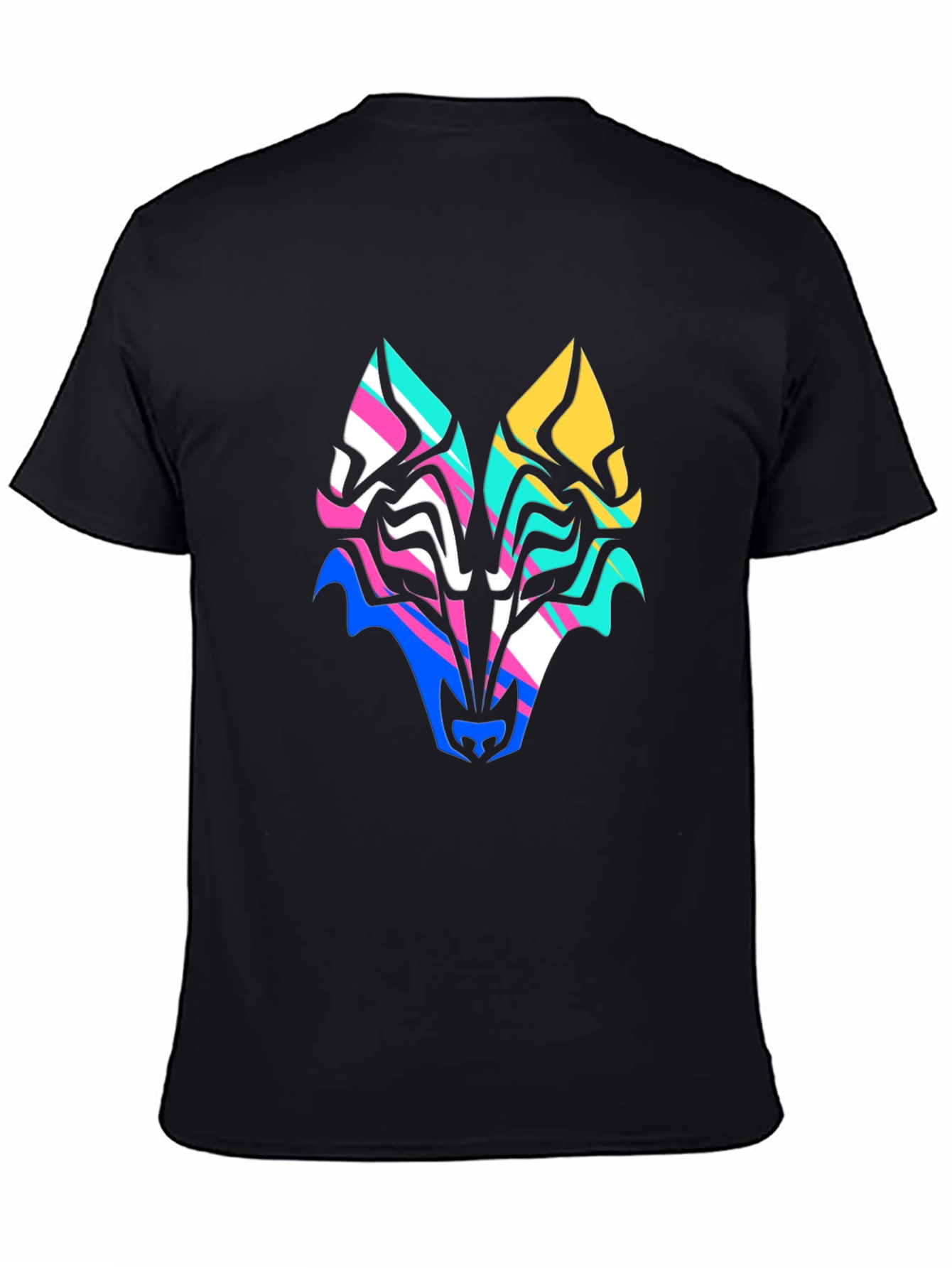 Abstract Wolf Graphic Tee - Bold Colorful Design