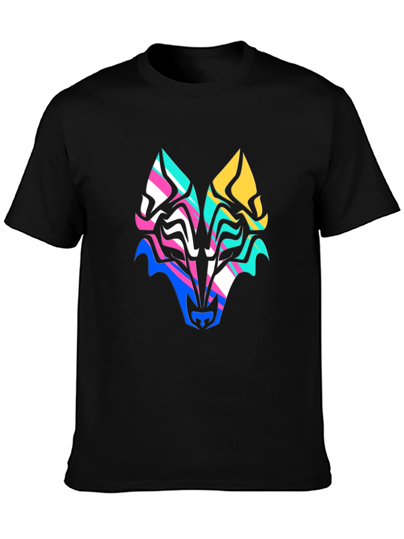 Abstract Wolf Graphic Tee - Bold Colorful Design