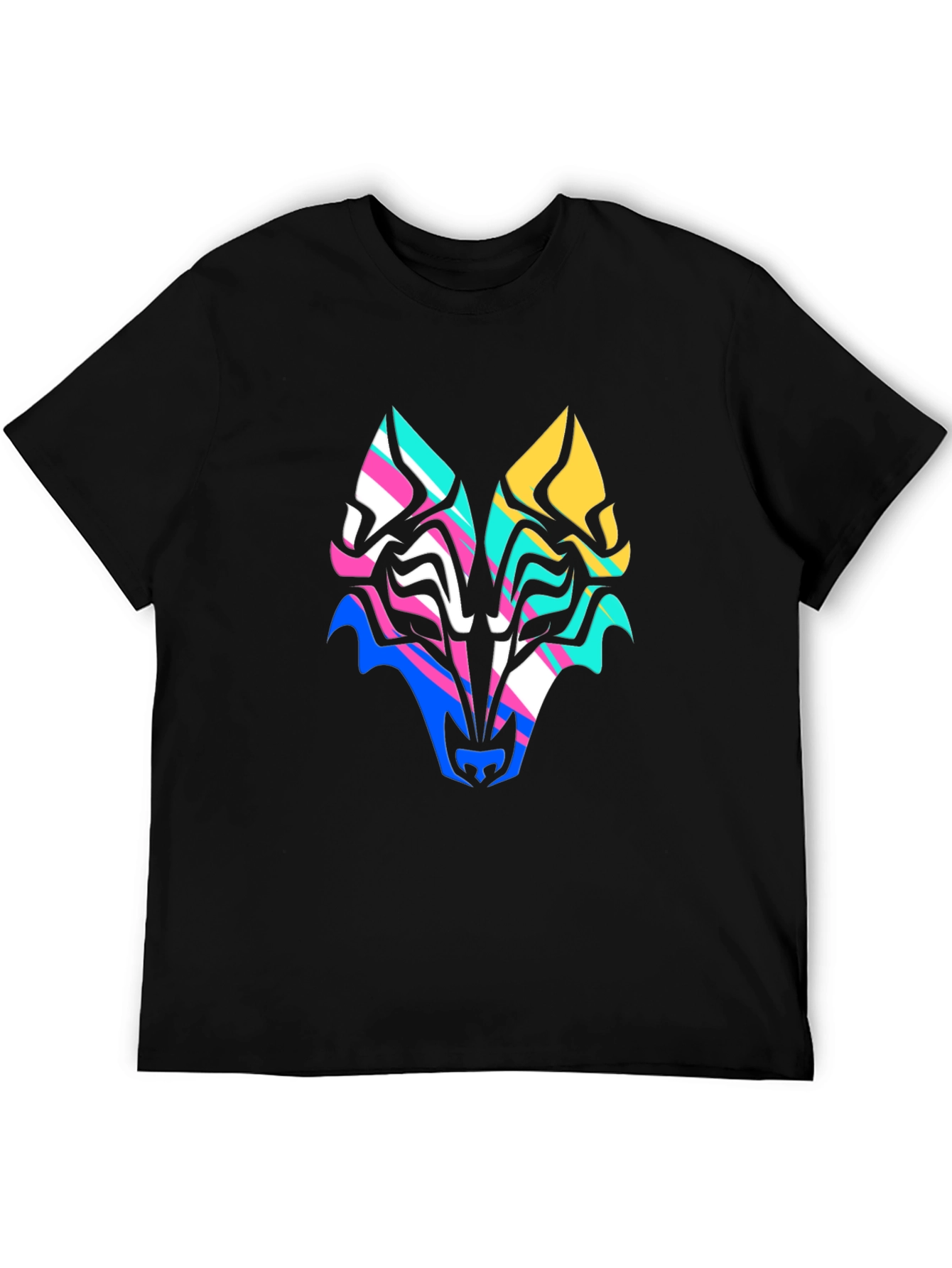 Abstract Wolf Graphic Tee - Bold Colorful Design