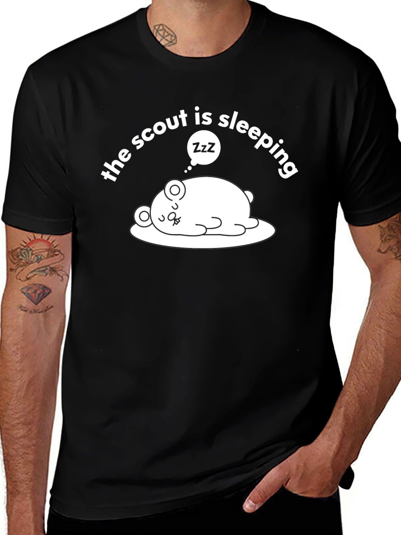 The Scout is Sleeping T-Shirt Funny Cartoon Bear