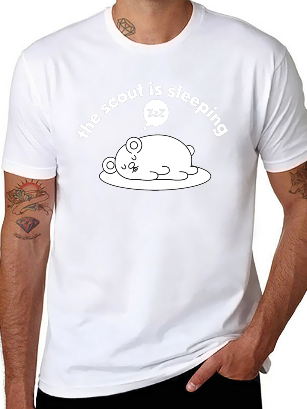 The Scout is Sleeping T-Shirt Funny Cartoon Bear
