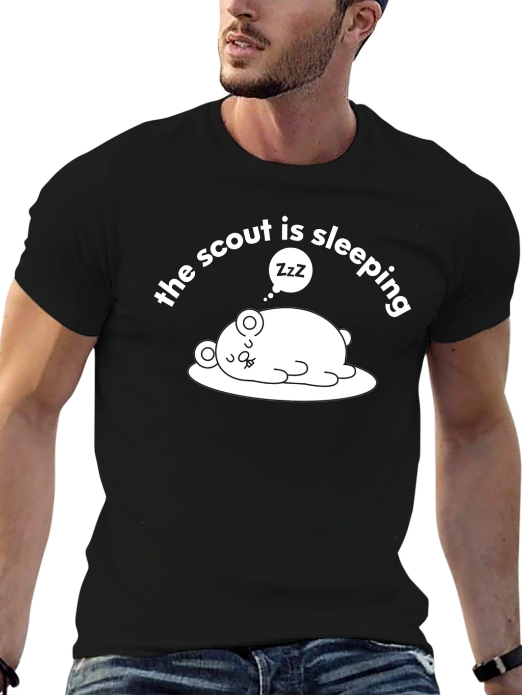 The Scout is Sleeping T-Shirt Funny Cartoon Bear