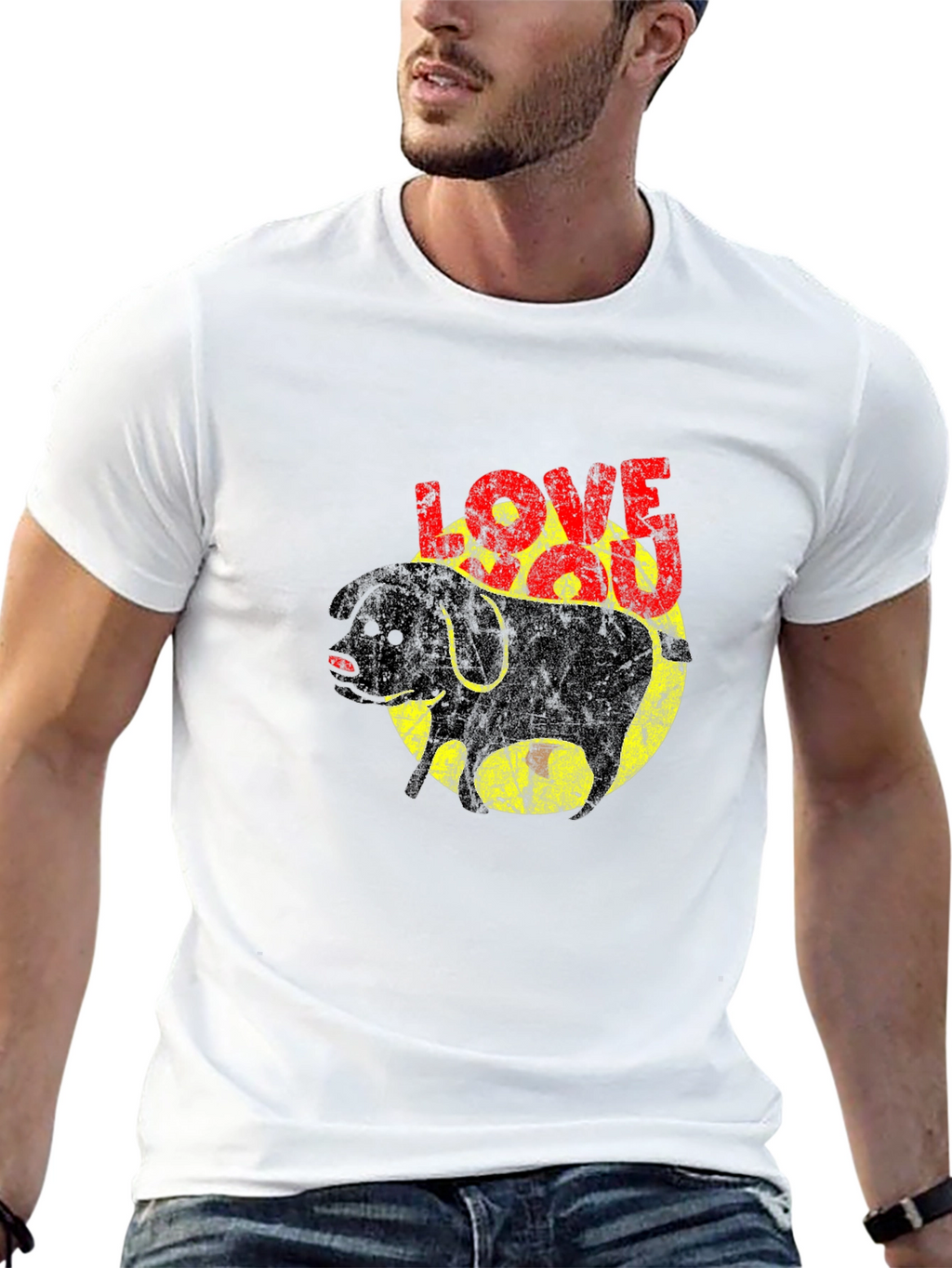 Love You Dog Graphic T-Shirt - Black Cotton Tee