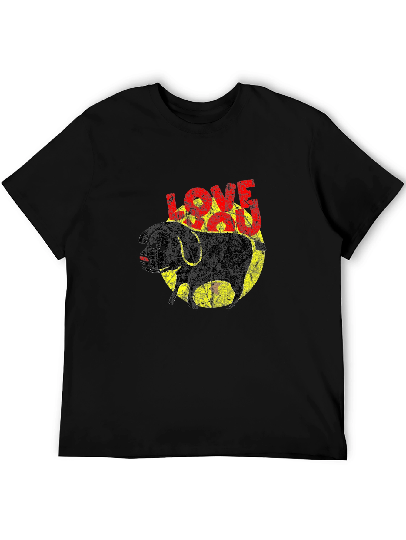 Love You Dog Graphic T-Shirt - Black Cotton Tee