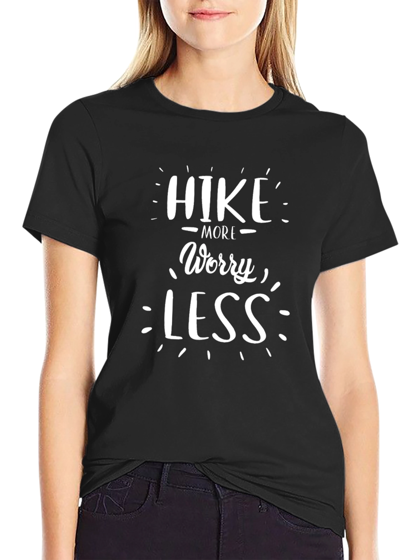Hike More Worry Less Black Graphic Tee