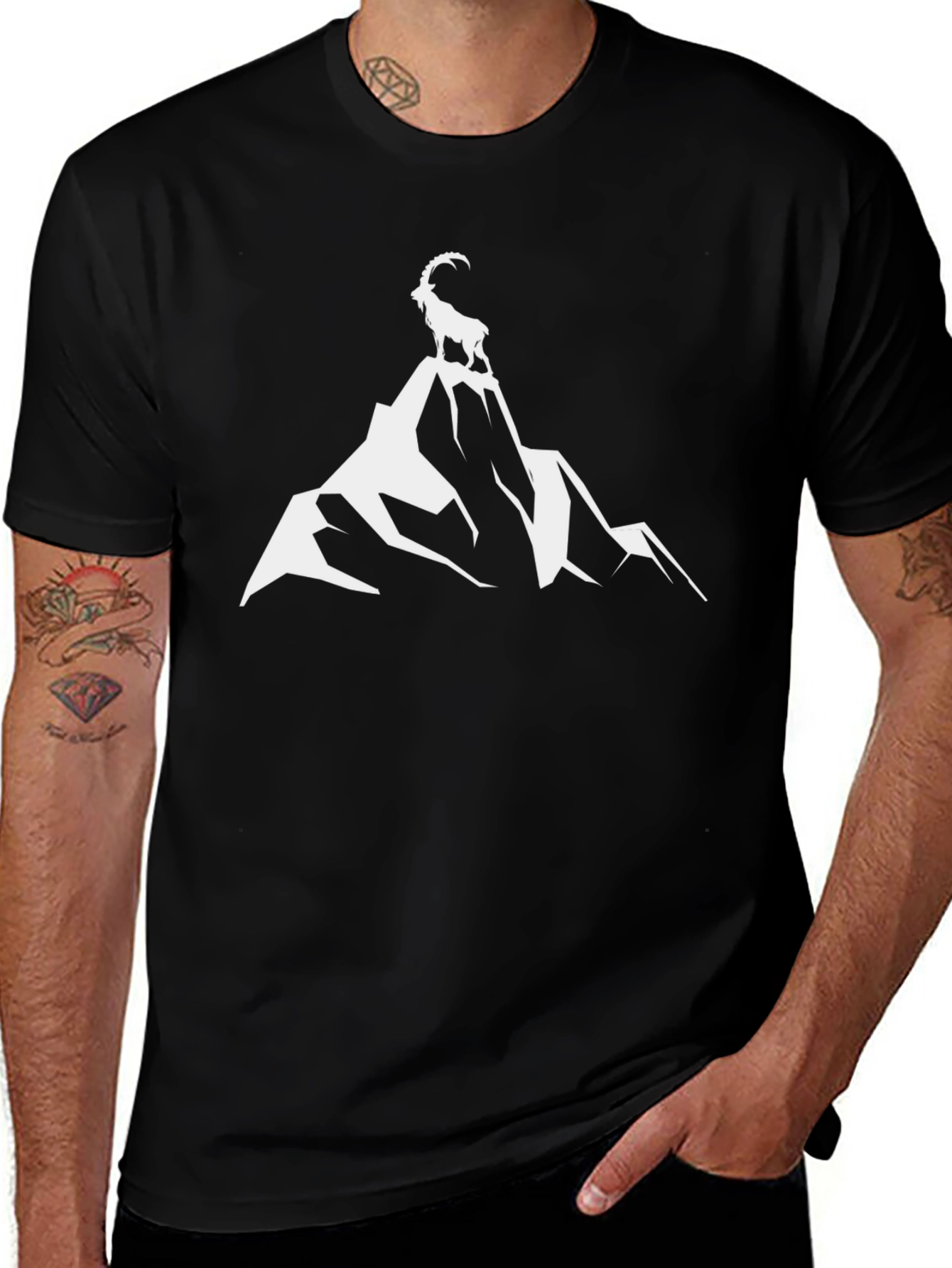 Mountain Goat Graphic Tee - Black Cotton Comfort
