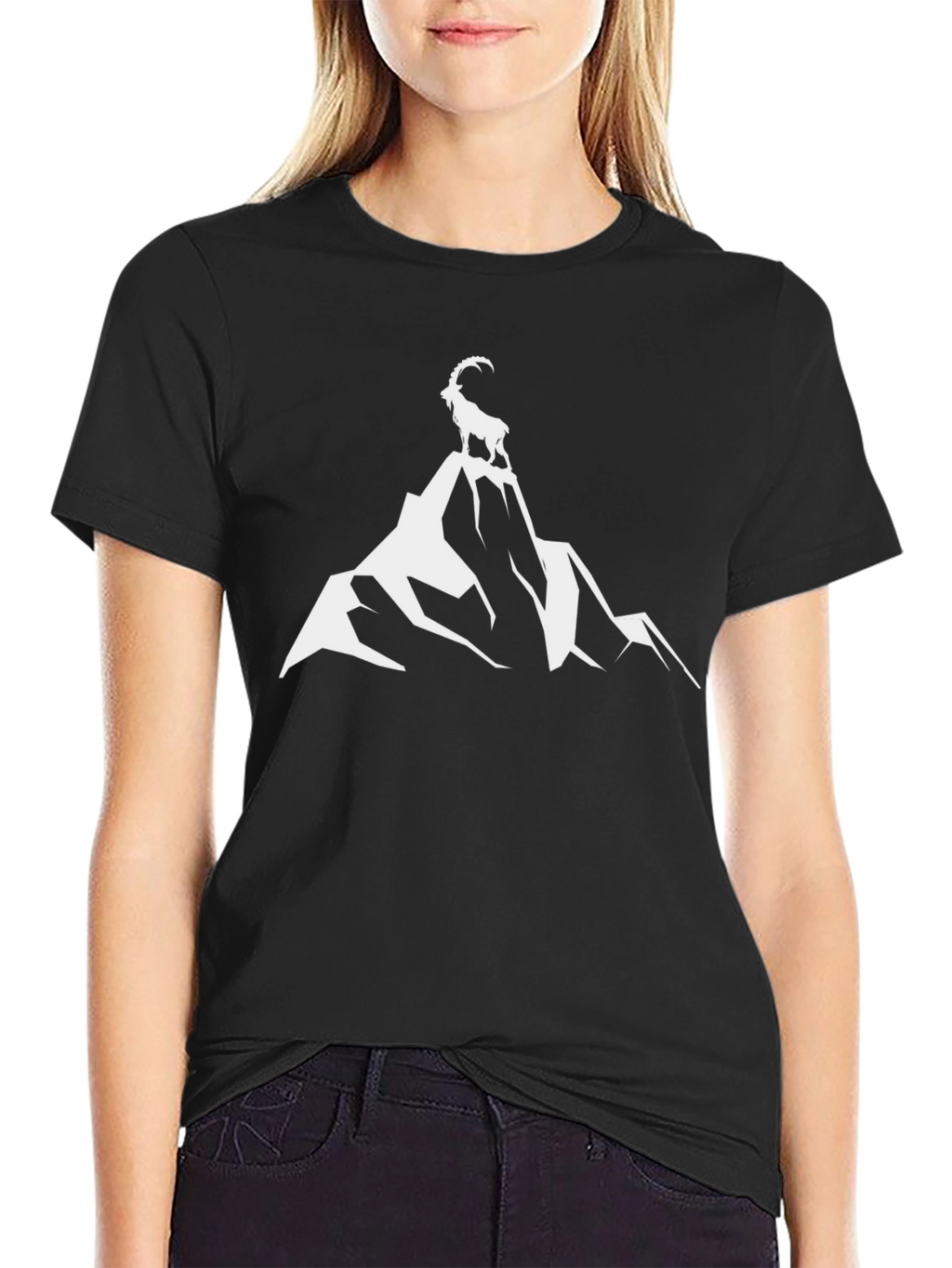 Mountain Goat Graphic Tee - Black Cotton Comfort