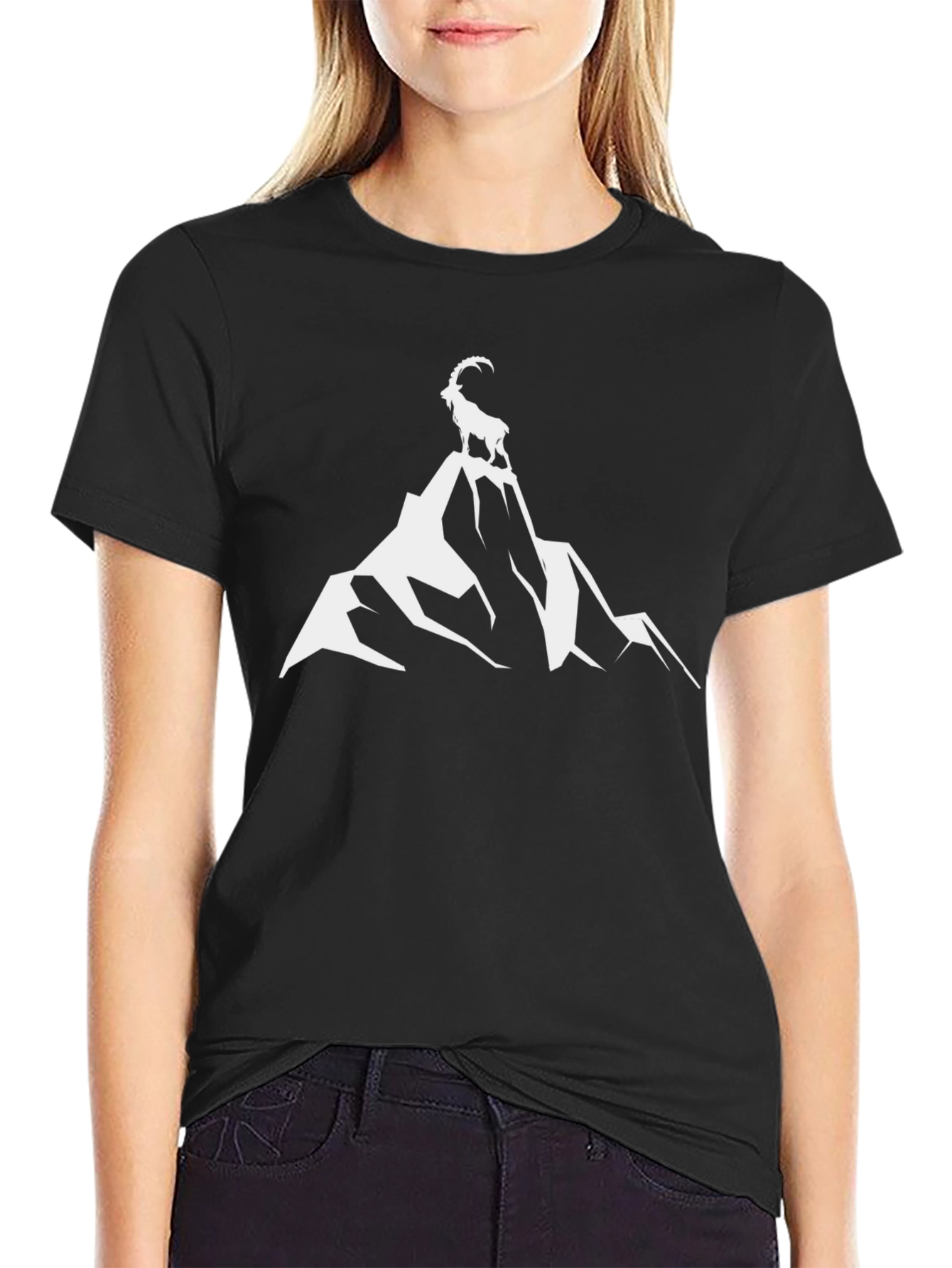 Mountain Goat Graphic Tee - Black Cotton Comfort
