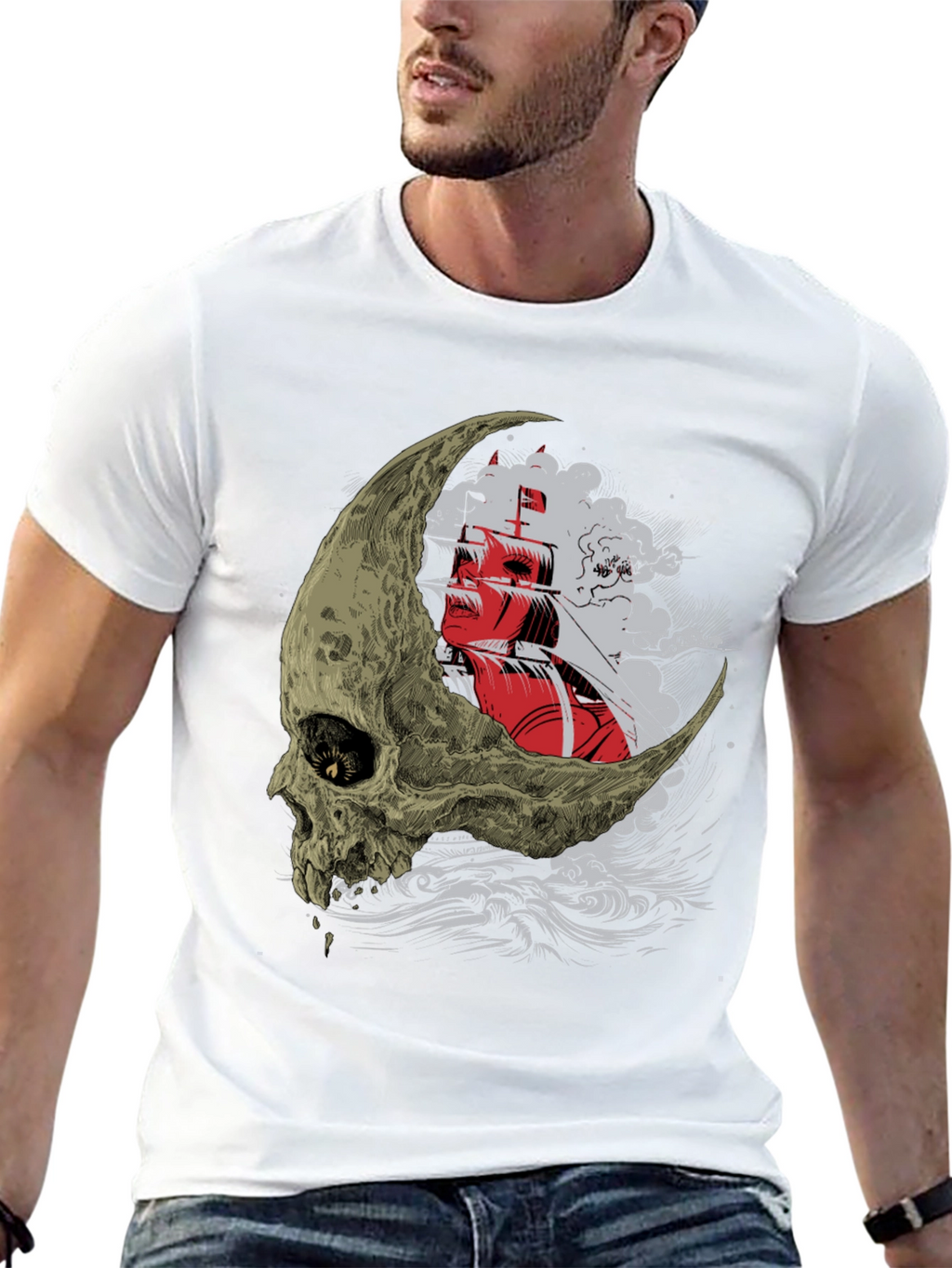 Skull Moon Ship T-Shirt