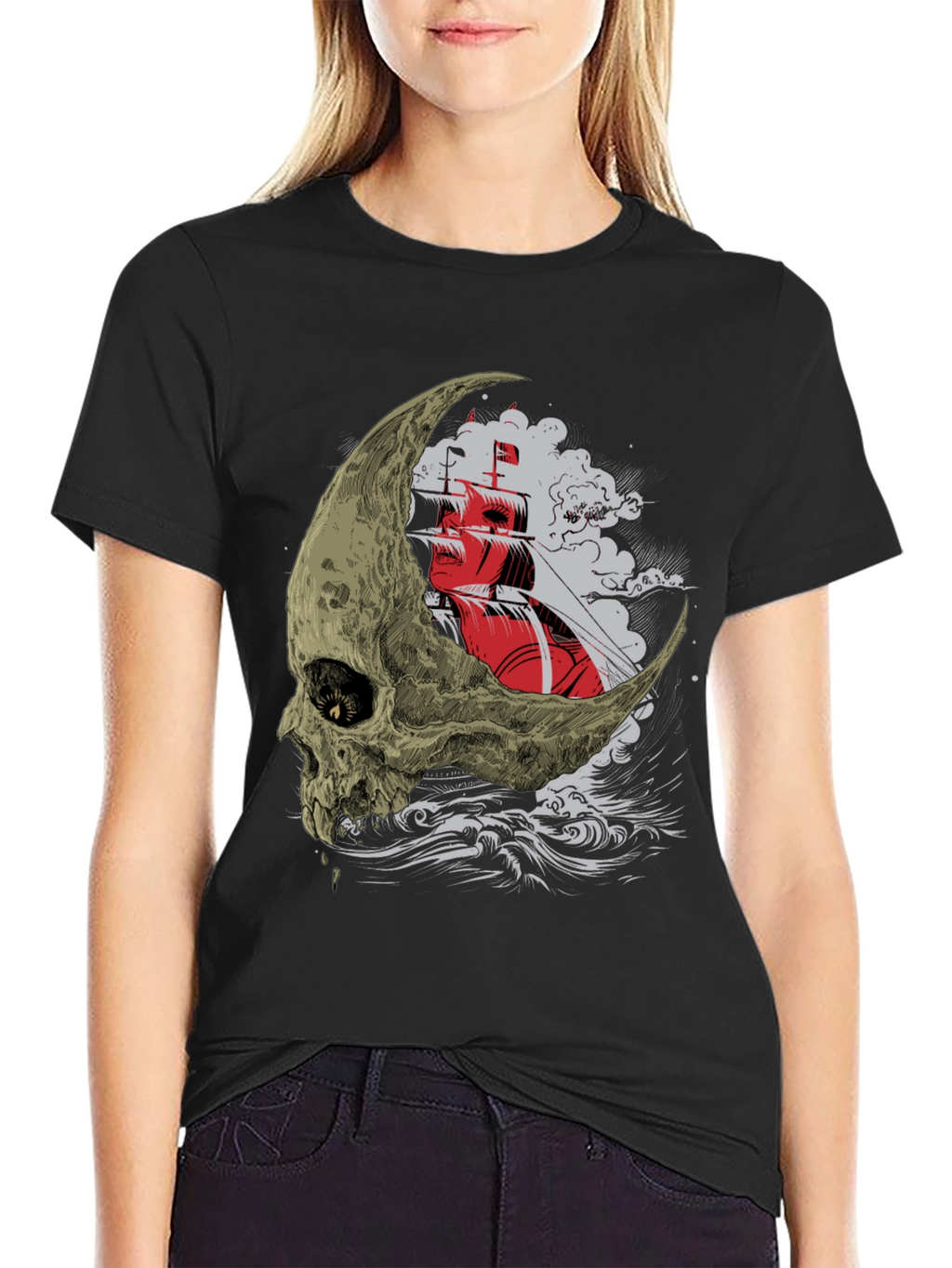 Skull Moon Ship T-Shirt